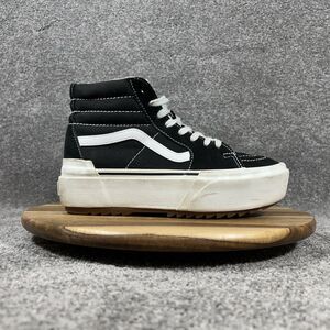 Vans Sk8-Hi Stacked Women’s Sz 7 Black White Classic Platform Hiking Shoes Used